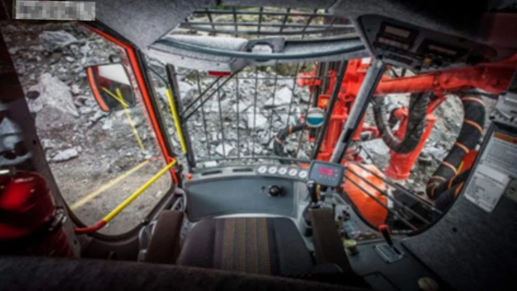 Operator cabin interior view of drilling machine – GEMS Parts supplier of mining machinery components and operator safety equipment.
